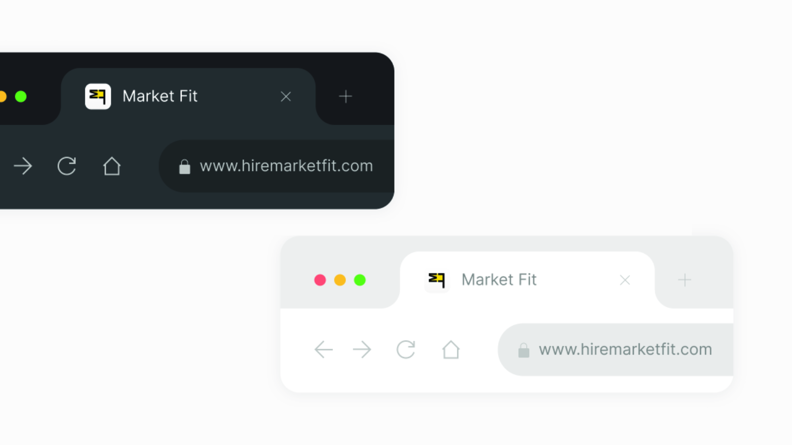 Mockup of the Market Fit logo in the browser favicon